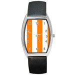 Vertical Stripes - White and Orange Barrel Style Metal Watch