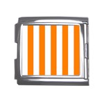 Vertical Stripes - White and Orange Mega Link Italian Charm (18mm)