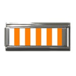 Vertical Stripes - White and Orange Superlink Italian Charm (9mm)