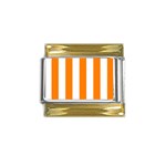 Vertical Stripes - White and Orange Gold Trim Italian Charm (9mm)