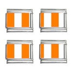 Vertical Stripes - White and Orange 9mm Italian Charm (4 pack)