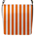 Vertical Stripes - White and Orange Flap Closure Messenger Bag (S)
