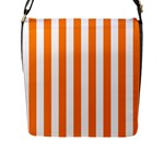 Vertical Stripes - White and Orange Flap Closure Messenger Bag (L)