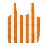 Vertical Stripes - White and Orange Full Print Recycle Bag (L)