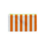 Vertical Stripes - White and Orange Canvas Cosmetic Bag (XS)