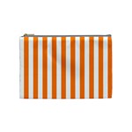 Vertical Stripes - White and Orange Cosmetic Bag (M)