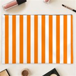 Vertical Stripes - White and Orange Cosmetic Bag (XXL)