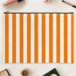 Vertical Stripes - White and Orange Cosmetic Bag (XXXL)