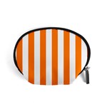 Vertical Stripes - White and Orange Accessory Pouch (Small)