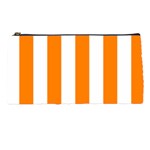 Vertical Stripes - White and Orange Pencil Case