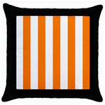 Vertical Stripes - White and Orange Throw Pillow Case (Black)