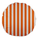 Vertical Stripes - White and Orange Large 18  Premium Round Cushion