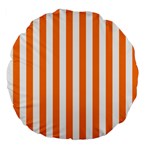 Vertical Stripes - White and Orange Large 18  Premium Flano Round Cushion