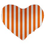 Vertical Stripes - White and Orange Large 19  Premium Flano Heart Shape Cushion
