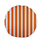 Vertical Stripes - White and Orange Standard 15  Premium Round Cushion