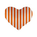 Vertical Stripes - White and Orange Standard 16  Premium Heart Shape Cushion
