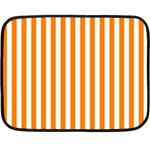 Vertical Stripes - White and Orange Fleece Blanket (Mini)