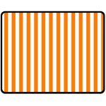 Vertical Stripes - White and Orange Fleece Blanket (Medium) (One Side)