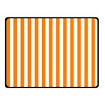 Vertical Stripes - White and Orange Fleece Blanket (Small) (One Side)