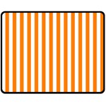 Vertical Stripes - White and Orange Double Sided Fleece Blanket (Medium) (Two Sides)