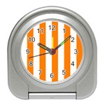 Vertical Stripes - White and Orange Desk Alarm Clock