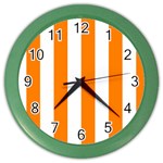 Vertical Stripes - White and Orange Color Wall Clock