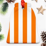 Vertical Stripes - White and Orange Bell Ornament (Two Sides)