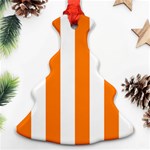 Vertical Stripes - White and Orange Ornament (Christmas Tree)