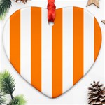 Vertical Stripes - White and Orange Heart Ornament (Two Sides)