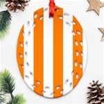 Vertical Stripes - White and Orange Oval Filigree Ornament (Two Sides)