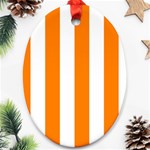 Vertical Stripes - White and Orange Ornament (Oval)