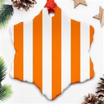 Vertical Stripes - White and Orange Snowflake Ornament (Two Sides)