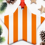Vertical Stripes - White and Orange Star Ornament (Two Sides)