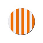 Vertical Stripes - White and Orange Rubber Round Coaster (4 pack)