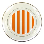 Vertical Stripes - White and Orange Porcelain Plate