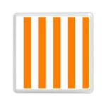 Vertical Stripes - White and Orange Memory Card Reader with Storage (Square)