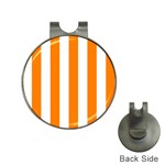 Vertical Stripes - White and Orange Golf Ball Marker Hat Clip