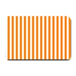 Vertical Stripes - White and Orange Small Doormat