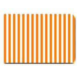 Vertical Stripes - White and Orange Large Doormat