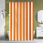 Vertical Stripes - White and Orange Shower Curtain 48  x 72  (Small)