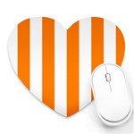 Vertical Stripes - White and Orange Heart Mousepad
