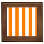 Vertical Stripes - White and Orange Framed Tile