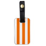Vertical Stripes - White and Orange Luggage Tag (One Side)