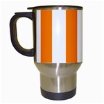 Vertical Stripes - White and Orange Travel Mug (White)