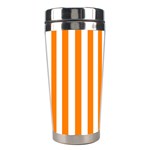 Vertical Stripes - White and Orange Stainless Steel Travel Tumbler