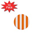 Vertical Stripes - White and Orange 1  Mini Button (10 pack)