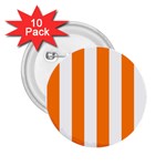 Vertical Stripes - White and Orange 2.25  Button (10 pack)