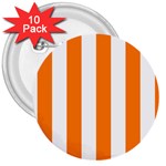 Vertical Stripes - White and Orange 3  Button (10 pack)
