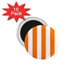 Vertical Stripes - White and Orange 1.75  Magnet (10 pack)