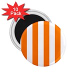 Vertical Stripes - White and Orange 2.25  Magnet (10 pack)